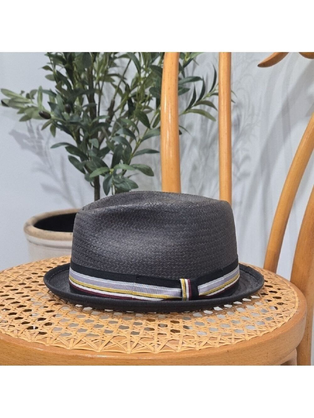 Stylish Retro Big It Up Black Fedora Hat with Striped Band